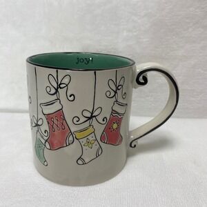 Spectrum Designz 22oz Christmas Stocking Mug Green Holiday Joy Coffee Tea Eggnog